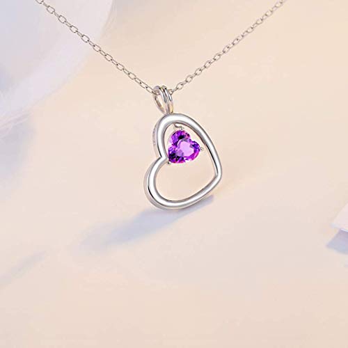 Collier double cœur améthyste naturelle de qualité supérieure bijou romantique - 3