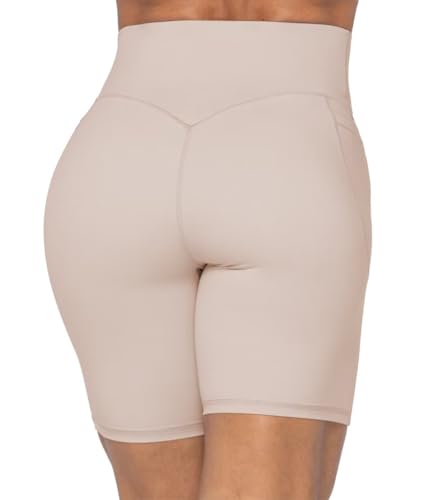 Image of Sunzel Women's No Front Seam Biker Shorts with Pockets, High Waist Tummy Control Yoga Workout Gym Bike Shorts | 3, 5 Or 8-Inch Inseam, High Waisted, No Front Seam, Side Pockets, Buttery Soft, Compression Fit, Squat Proof, Tummy Control