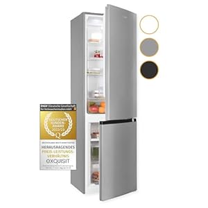 Exquisit Koel-vriescombinatie KGC265-70-NF-040C inoxlook | 253 l volume | koelvriescombinatie No-Frost | deuraanslag verwisselbaar | koelvriescombinatie vrijstaand