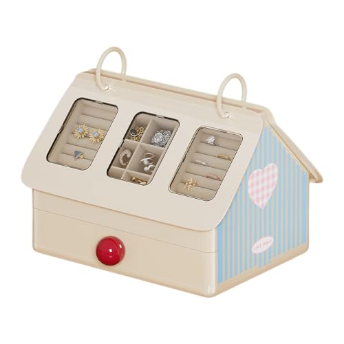 Generico Joyero para niñas – Bonita casita organización multifuncional, porta pendientes | Para niños, hija, familia, amigos, pulseras, collares, cepillos, escritorio, mesa