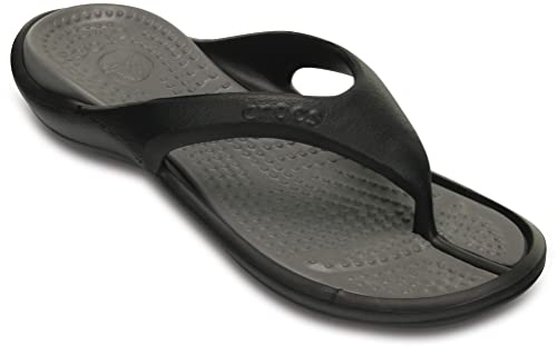 Crocs Unisex Men's and Women's Athens Flip Flops | Adult Sandals, Black/Smoke, 11 US