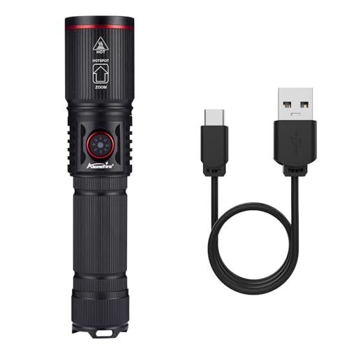 ALONEFIRE SV96 365nm UV Flashlight Zoom 10W Type C USB Rechargeable Black Light Money Detector for Resin Curing, Pet Urine Detection, Scorpion, Fishing, Minerals, Leaks, Cure Glue with Battery