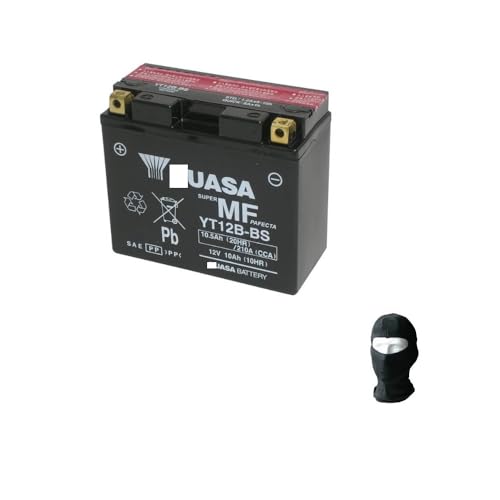 DESCRIZIONE E CARATTERISTICHE PRODOTTO: - BATTERIA UASA YT12B-BS (SIGILLATA COMPLETA E GIA' PRONTA ALL'USO E AL MONTAGGIO) 12V/10AH - Nel titolo indichiamo il modello specifico per la tua moto o per il tuo scooter - Prestazione Tensione 12V Capacità (10 ore) 10Ah Capacità (20 ore) 10.5Ah CCA @ -18°C 210° - Dimensioni (±2mm) Lunghezza 150mm Profondità 69mm Altezza 130mm - Tecnologia Tecnologia Piastra Ca/Ca Separatore AGM - OMAGGIO SOTTOCASCO PASSAMONTAGNA