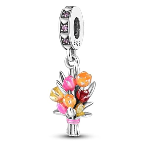 Abalorio ramo de flores de plata 925 compatible con Pandora y collares con circonitas