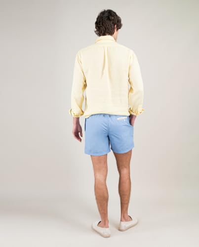 Bañador Liso Garment Dyed Azul El Ganso de algodón ligero 4