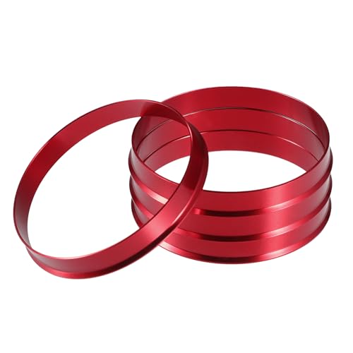 A ABSOPRO Anillos Centradores de Buje de Coche OD 72.6mm A ID 71.1mm Anillos Centradores de Buje Espaciador de Centro de Rueda de Aleación de Aluminio Rojo (Juego de 4)