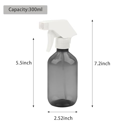 4 Pack 300ml Clear Black Plastic Spray Bottles - Premium Adjustable Nozzles for Lawn & Garden, Hair Care, and Cleaning Supplies2