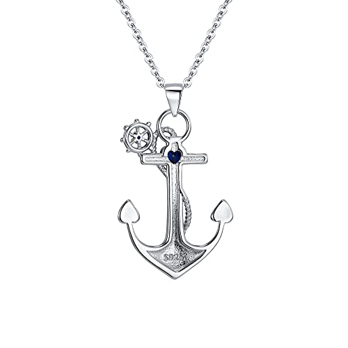 EleQueen Anchor Necklace, 925 Sterling Silver Anchor Pendant Sailor Necklace Nautical Jewelry for Women Girls Friends, Valentine's Day/Mother's Day/Christmas Jewelry Gift for Wife/Mom4