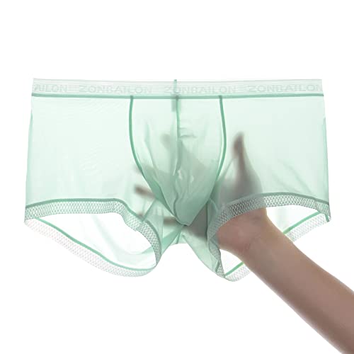 YINYOUYU Mens Sexy Ice Silk Underwear See Through Boxers Super Thin Sheer Trunk Bulge Pouch Boxer Briefs