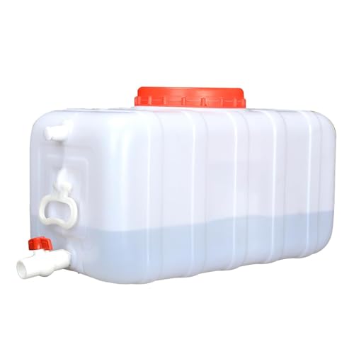 Tanque Agua Gran Capacidad Cubo Plástico Horizontal Grueso Grado Alimenticio 25 L 30 L 50 L 75 L 100 L 200 L con Tapa Válvula(25L)