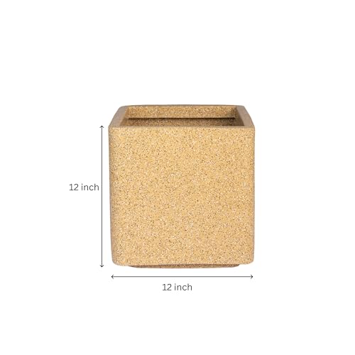 Image of ROTO Box Square Planter Pot Set | Premium LLDPE Outdoor Indoor Plant Pots | Modern Decorative Garden Planters for Home Balcony Office Patio (Dot Sand, 1 - (12X12X12 inch), Set of 2)