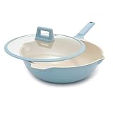 GreenLife Arte 5.1QT 12” Wok, Healthy Ceramic Nonstick, Induction Suitable, Non Toxic PFAS & PFOA-Free, All in One Multi-Purpose Cooking, Fry, Boil, Stay Cool Handles, Dishwasher Safe, Blue Haze