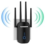 WONLINK WiFi Extender Signal Booster,1200mbps WiFi Extender Coverage up to 5000 sq.ft, Dual Band WiFi Repeater, WiFi Boosters 4 Antennas, 2.4GHz & 5.8GHz WiFi Range Extender 802.11ac (Black)