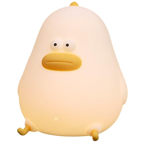 moin moin ランプ 電気 アヒル 鳥 シリコン ホワイト 白 暖色 電球色 オレンジ LED ライト おもしろ 雑貨 明るさ調整 おやすみ タイマー ベッドサイド ナイトランプ タッチ コードレス 充電式 ワイヤレス 夜 テーブルライト イルミネー