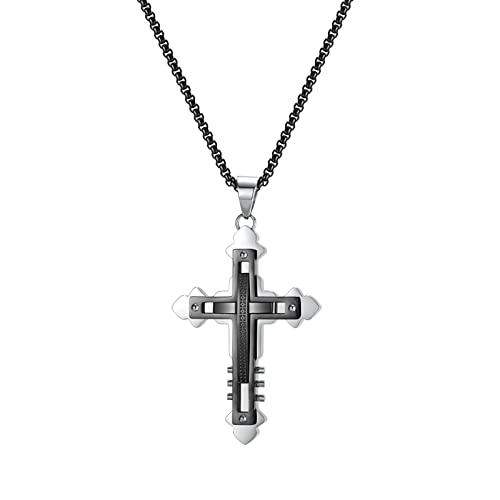 Collier acier inoxydable croix homme style punk hip-hop