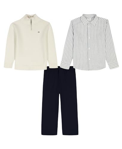 Image of Calvin Klein boys 3-piece Sweater Set With Matching Button-down Shirt and Pants