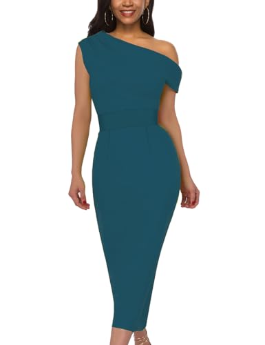 Women’s Off Shoulder Business Work Pencil Dress Banded Waist Ruched Wedding Guest Cocktail Night Party Bodycon