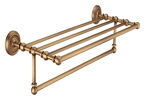 Porte-serviettes entièrement en cuivre de 50 cm, modèle de salle de bain mural antique européen