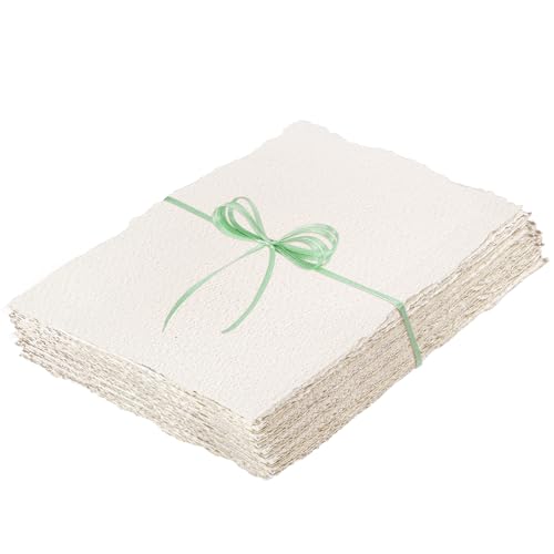 50 Sheets Watercolor Paper 8.5 x 11inch 160 GSM Deckled Edge Paper Rough/Textured Handmade Paper for Wedding Invitations Cards Crafts