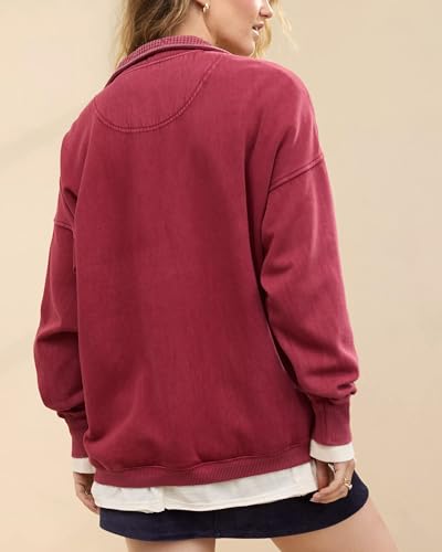 Image of Gacaky Sweatshirt for Women Oversized Casual Long Sleeve Button Henley Neck Pullover Tops Fashion Outfits Clothes