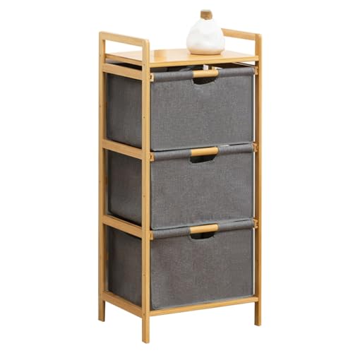 XWJOYW Tall Laundry Hamper 2 Section/ 3 Section, Stacked Laundry Basket With Shelf, Vertical Laundry Sorter With Pull-out Removable Bags, Bamboo Clothes Hamper For Laundry Room, Bathroom(3 Section,