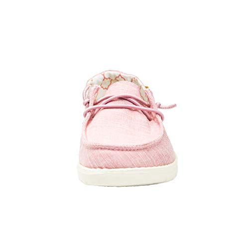 Image of HEYDUDE Girl's Wendy Youth Linen Cotton Candy Size 3 | Girl's Shoes | Girl's Lace Up Loafers | Comfortable & Light-Weight
