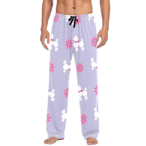 Poodle on Purpel Mens Pajama Pants Mens Pj Pants Comfy Cotton Pj Long Pant for Men with Pockets Size S-XXL2