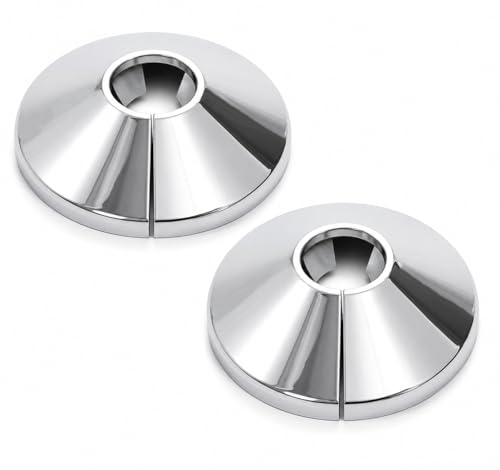 2 Chrome Radiator Pipe Collars -15mm Radiator Pipe Covers Electroplated Chrome Finish Valve Caps Rad Snaps