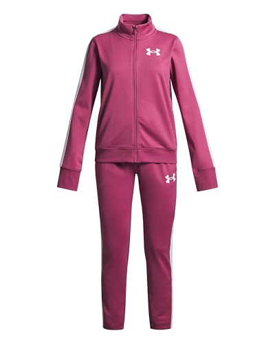 Under Armour Niña Knit Tracksuit, conjunto deportivo completo con bolsillos, sudadera y pantalón transpirable para entrenamiento, educación física y atletismoFuchsia Dusk / / White,YSM