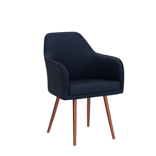 Image of Vergo Plush Velvet Dining Chair, Cushion Seat, Wooden Frame, Metal Legs, Premium Accent Chair for Living Room, Bedroom, Dining Room, Cafe & Restaurant (Navy Blue)