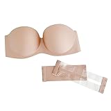 SYDUZAX Damen Trägerloser Push Up Unsichtbarer BH Rückenschnalle Glatte Nahtlose BH Unterwäsche Ohne Bügel Bralette Unsichtbarer Bandeau Top Rutschfester Seamless Strapless Bra Rückenfrei Trägerlos
