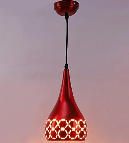 Image of GreyWings Metal Cut Hanging Light Ceiling Pendant Lamp, 6 inch Small, Red, Pack of 4