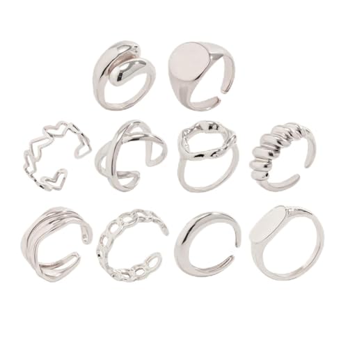 Image of Shining Diva Fashion Stylish Trendy Finger Rings Set for Women & Girls | Chunky Minimal Statement Ring Combos Modern Elegant Jewellery Collection