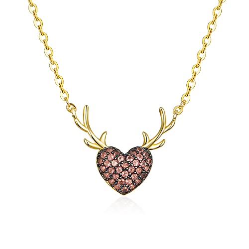 Collier en argent sterling hypoallergénique bois de renne contre le ternissement