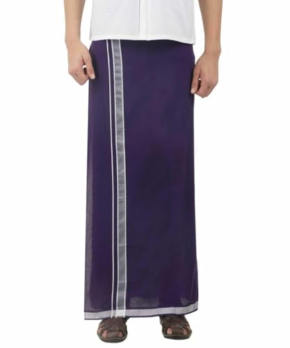 Stylesindia Men's Cotton Colored Dhoti with Fancy Border Kerala-style Veshti Mundu Kaili Lungi 2.0 Mtrs