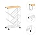 YWJLQH Rolling Bookcase with Wheels,Storage Rack Mobile Bookshelf Cart Organizer for Beside, White