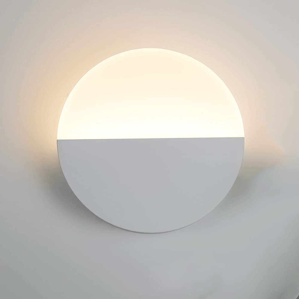 KBUUKYYXouy wall lamp Wall Lamps for Bedroom Acrylic Wall Sconce Round Wall Light Modern Nordic Circle Black+White Wall Mount Light 3000K Warm White Light for Bedroom Living Room Hardwired(White)