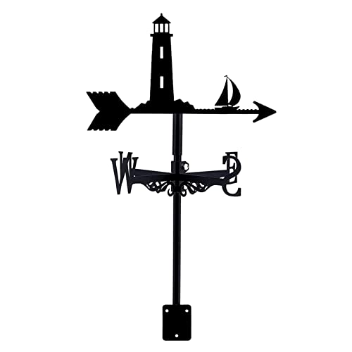 Weathervane in Garden & Outdoors Weather Vane Sailboats Watchtowers Lighthouses Wind Direction Indicator Black Spray Paint Yard Roof Barns Decoration