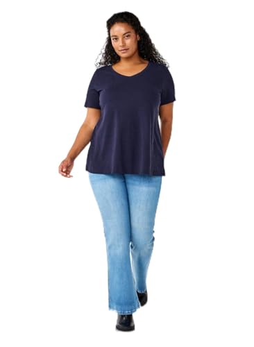 Zizzi Damen Große Größen T-Shirt Basic Baumwolle Kurzarm Kurze Ärmel Gr. Gr XL Night Sky