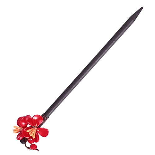 AUTSUPPL 1個 ヴィンテージ花かんざし hair curler ヘアカーラー 翡翠のヘ ック レトロなヘアアクセサリーの女性 レトロなスタイルのヘアフォーク シックなヘ ック 赤