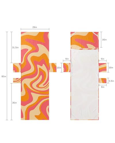 Orange Pink Beach Lounge Chair Towel Cover, Soft Chaise Lounge Towel with Side Pockets Patio Pool Chairs Cover for Beach/Pool Sunbathing 29x85 Modern Moire Geometric Abstract Art