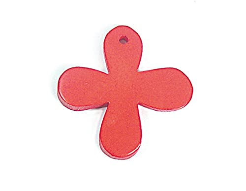 Pendentif en bois trèfle rouge 25 x 25 mm pour création bijoux et breloque artisanale