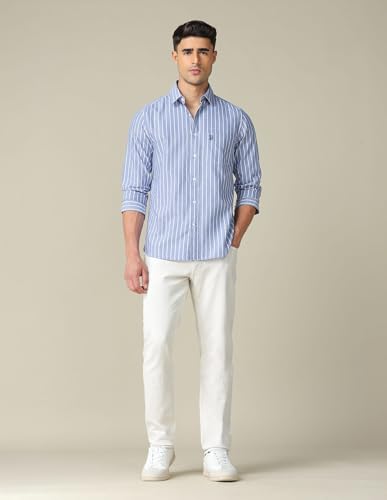 Image of U.S. Polo ASSN. Striped Regular Fit Shirt for Men - 100% Cotton, Breathable & Comfortable, Full Sleeves Casual Shirt for Men