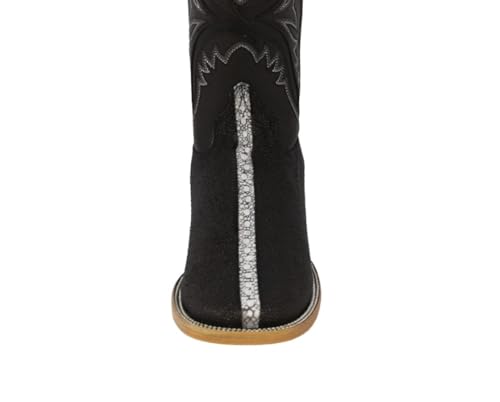 Texas Legacy Mens Black Cowboy Boots Stingray Row Stone Print Leather Square Toe4