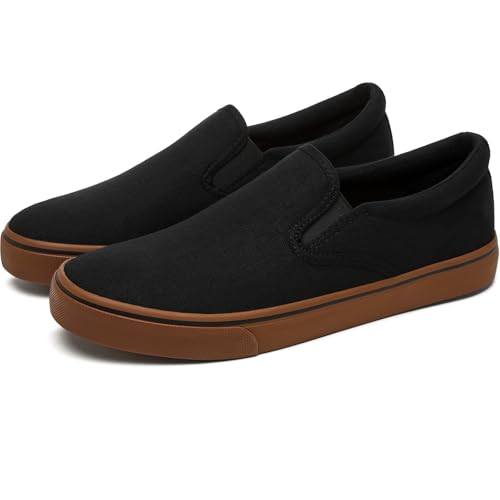 Image of yageyan Mens Slip on Sneakers Loafers Shoes Canvas Black Shoes Canvas Blue Casual Fashion Shoes