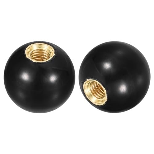 Image of Sourcing Map 5Pcs M10 Female Thread Black Ball Knobs, 32mm Dia Round Operation Handles with Copper Insert for Machine Lever Handle
