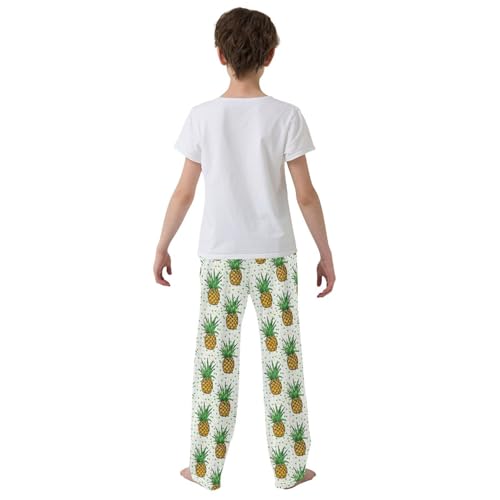 ZZXXB Geometry Pineapple Boys Long Pants Soft Trousers Elastic Waist Kids Lounge Bottoms with Pockets S-XL3
