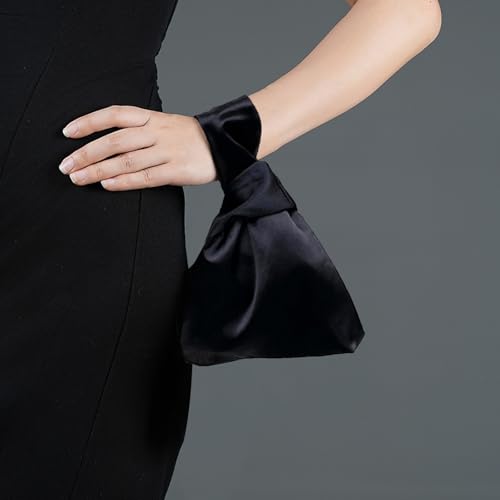 Image of Small Satin Wrist Clutch Purse Bag Mini Knot Evening Handbag for Women