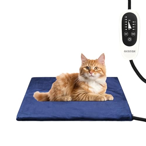 acetek Haustier Heizdecke für Katze, Hund Heizkissen mit Timing & Temperatur Einstellbar Heizmatte für Neugeborene Klein Katze und Hund 45 * 45cm
