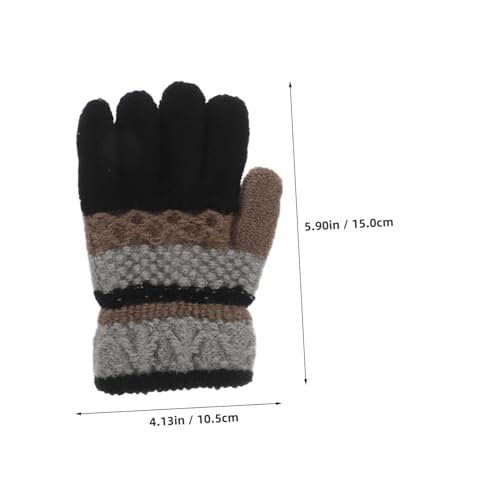 1Pair Winter Gloves for Warm Knitted Mittens for Boys and Comfortable Fingered Design Cute Stripe Pattern for Cold Weather and Outdoor Activities2